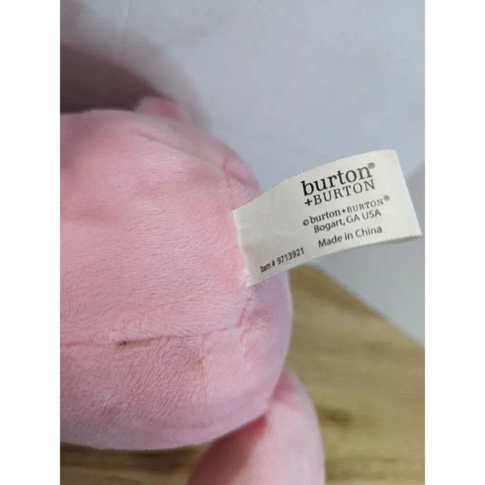 Burton + Burton soft pink hippo hippopotamus rose ribbon stuffed toy animal 12 i